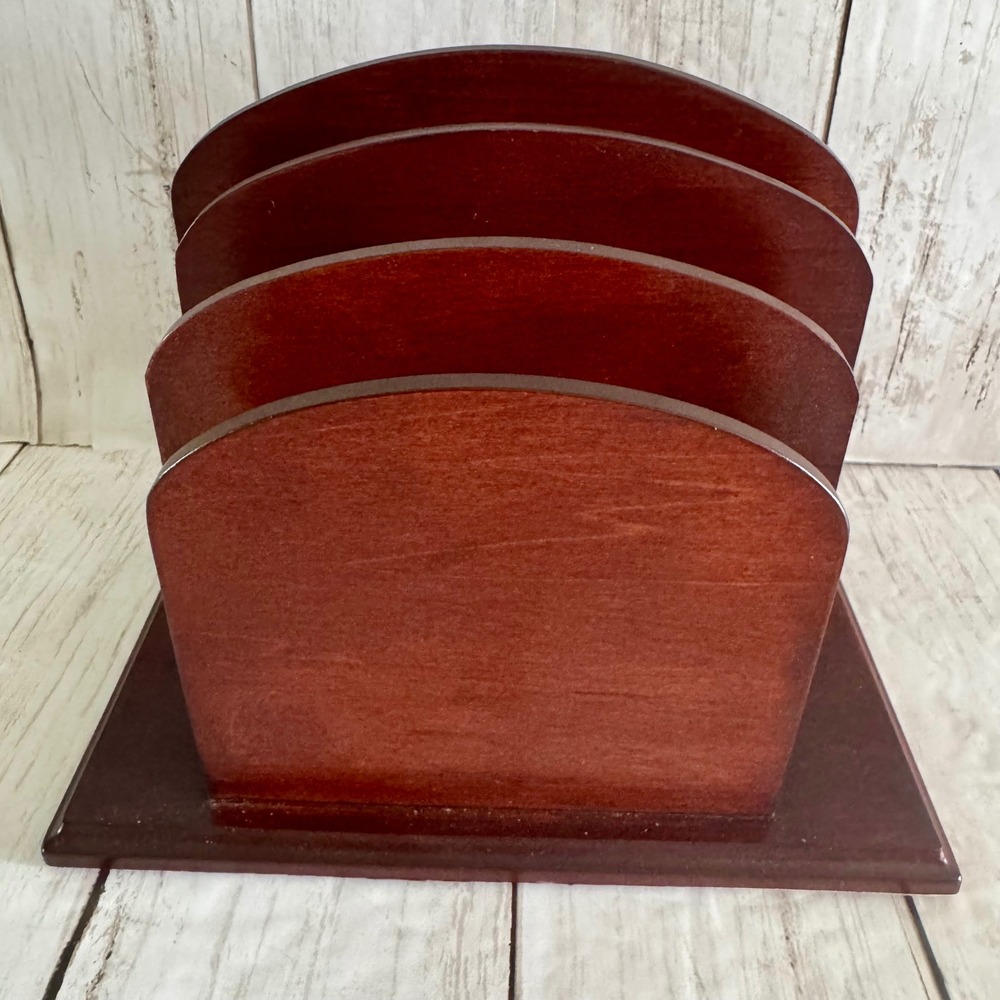 Wooden Letter Sorter Mahogany Finish 4 Slot Desk Organizer Office Depot
